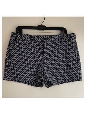 Banana Republic Navy Blue Geometric Brocade Shorts Size 12